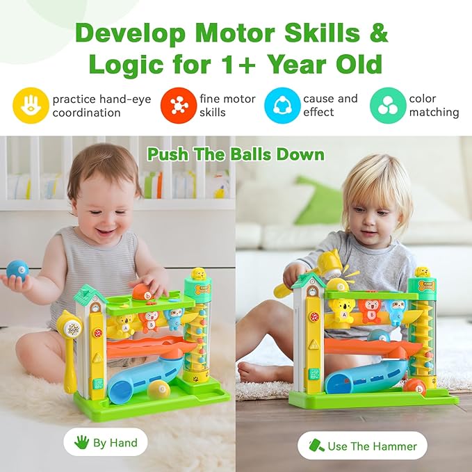 Musical Baby Toys for 1 Year Old Boy Gifts, 1st Birthday Gift First Present for One Yr, Pound A Ball Development Toy for 9-12-18 Months, Interactive Learning Toddler Toys for 1 Year Old Boys Girls