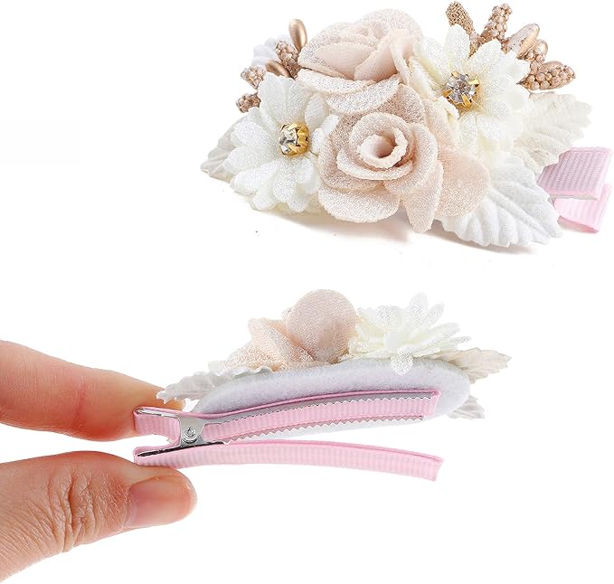 Flower Hair Clip for Baby Girl, Lightweight Hair Bow with Boutique Fully Lined Alligator Clip for Toddler Teens Gifts