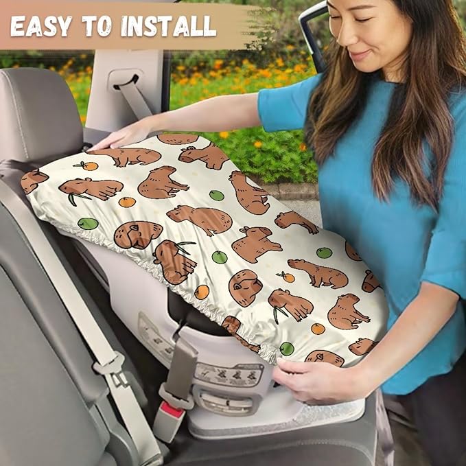Car Seat Cover Baby Car Seat Sun Shade Cover Cute Capybara Print Toddler Car Accessories, Keep Baby Cool and Child Safety for Travel