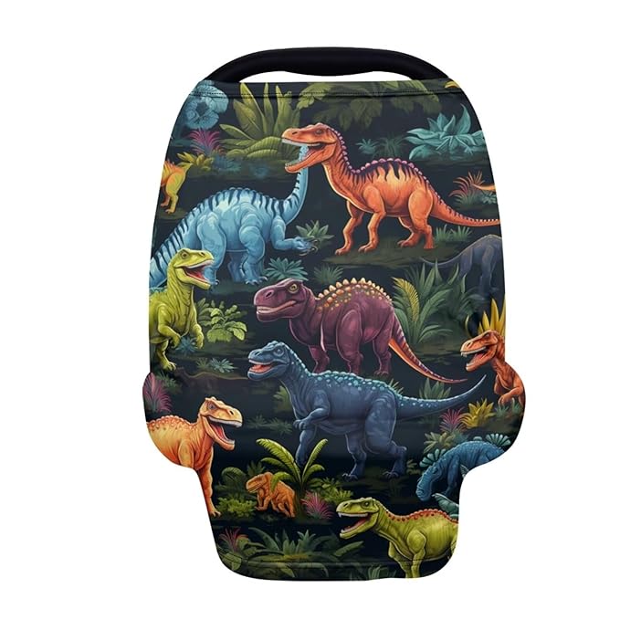 ZFRXIGN Cool Dinosaur Car Seat Covers for Babies Multi-use Carseat Canopy Nursing Cover, Breastfeeding Cover Scarf, Infant Boys and Girls Gifts Black
