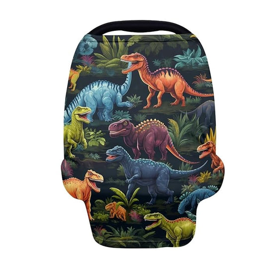 ZFRXIGN Cool Dinosaur Car Seat Covers for Babies Multi-use Carseat Canopy Nursing Cover, Breastfeeding Cover Scarf, Infant Boys and Girls Gifts Black