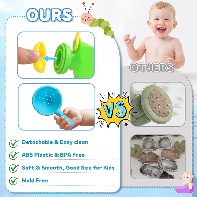 Zeewoo Baby Bath Toys for Kids Ages 1-3 Toddler Bath Toys Mold Free Bathtub Toys for 12+ Months Pool Water Table Beach Sand Toys Stacking Cups Floating Boats for 1+ Years Old Girls Boys Gifts 13 PCS