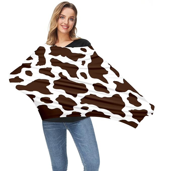 Baby Car Seat Stroller Covers Brown Cow Print Nursing Cover Breastfeeding Scarf Soft Breathable Stretchy Coverage Carseat Canopy Cover for Boys and Girls Soft Breathable Multi Use