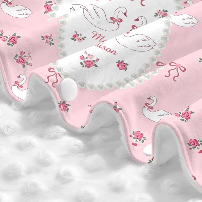 Custom Baby Car Seat Canopy with Name, Personalized Stroller Baby Car Seat Covers for Girls, Minky Nursing Carseat Cover for Breastfeeding, Car Seat Canopies for Infant Newborn(Swan Pink)