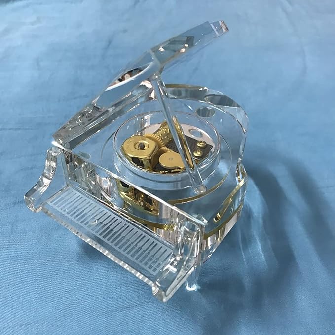 BinkeGG Play (Oh Christmas Tree) K9 Crystal Clear Grand Piano Wind up Music Box with Sankyo Musical Movement (65 Tunes Option)