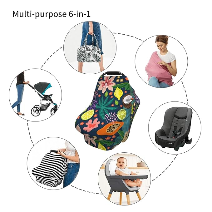 Tropical Garden Fruits Car Seat Cover for Baby Nursing Cover Breastfeeding Baby Carrier Cover Stretchy Carseat Canopy for Toddler Newborn Shower Gift