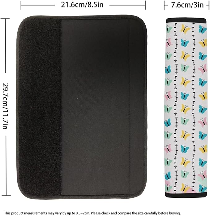 Butterflies Seatbelt Pads Colourful 2 PCS Car Interior Accessories Covers Comfortable Seat Belt Cushion for Adult Women Fabric Seat Strap Pads Shoulder Padding Universal Fit Most Cars SUV