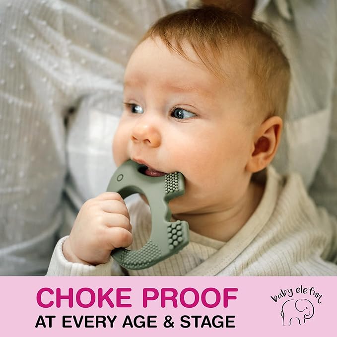 Elefun Baby Teether Pack - Gift a Full Year of Blissful Baby Relief - Infant Teethers 0 to 6 to 12 Month Set - Safe Silicone Soothing Rings Developmental Infant Chew Toys 2 Set