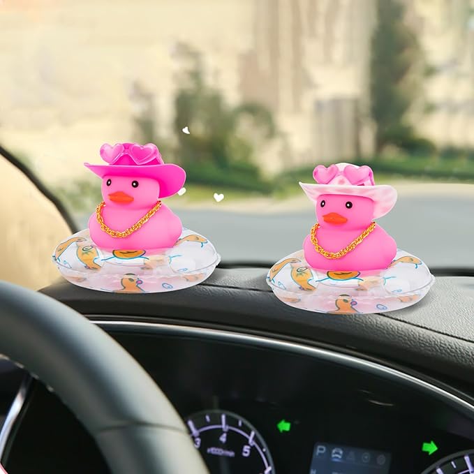 wonuu Car Accessories Rubber Ducks Dashboard Decorations Rubber Duck Pink Accessories Dashboard Duck Car Decorations Car Ducks for Dashboard Car Duck Car Dashboard Decorations, RPG#pink-pink&clear