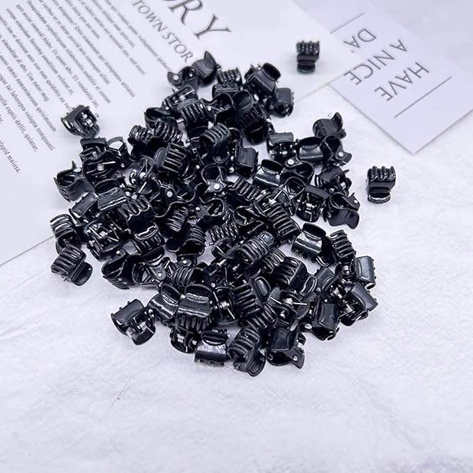 200PCS Tiny Hair Clips for Girl,Mini Claw Clips for Women, 1cm Black Plastic Mini Claw Clips for Babies, Hair Accessories for Women,Non Slip Pins Hair Clamps,Designed for Thin Or Thick Hair,Good Gift