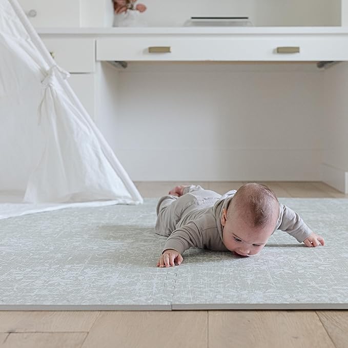 Little Landings Baby Play Mat for Floor - Eden (6x8ft) - Premium EVA Foam Play Mat for Babies & Toddlers (Ages 0-5+) - Non-Toxic Playmat for Tummy Time, Crawling & Playroom - Stylish & Comfortable