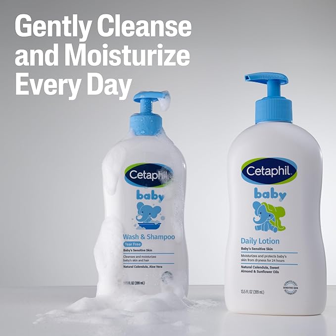 Cetaphil Baby Daily Lotion with Organic Calendula |Vitamin E | Sweet Almond & Sunflower Oils |13.5 Fl. Oz