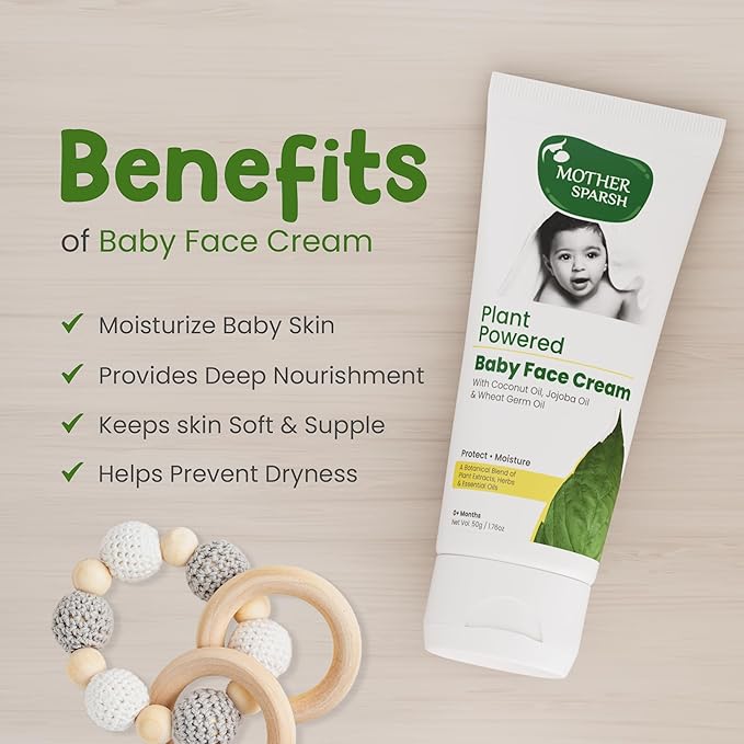 Mother Sparsh Plant Powered Natural Baby Face Cream, 50g + Plant Powered Natural Baby Lotion, 200 ml