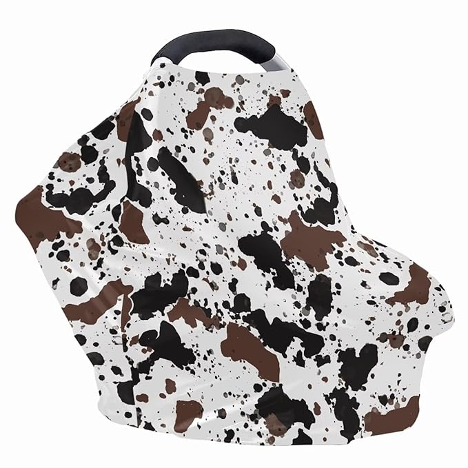 AFPANQZ Cow Print Nursing Covers for Newborns Baby Car Seat Covers for Baby Boys Girls, All Season Baby Carseat Canopy Cover Ups Breastfeeding Scarves Breathable Scarf