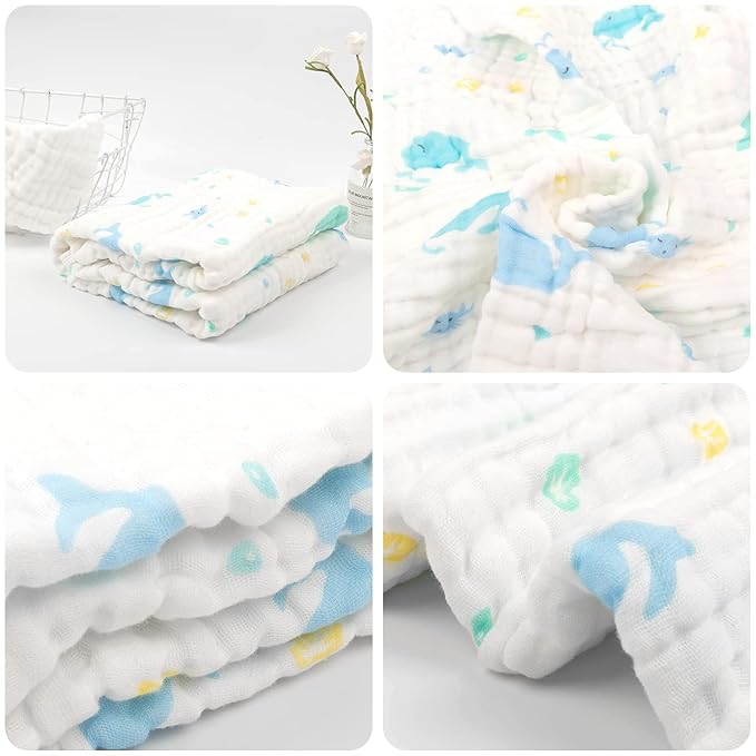 babygoal Baby Bath Towel 2 Pack, 100% Muslin Cotton Hooded Towel for Newborn,Toddler,Infant, Absorbent & Hypoallergenic Baby Gift for Boys Girls 35"x35" T0405
