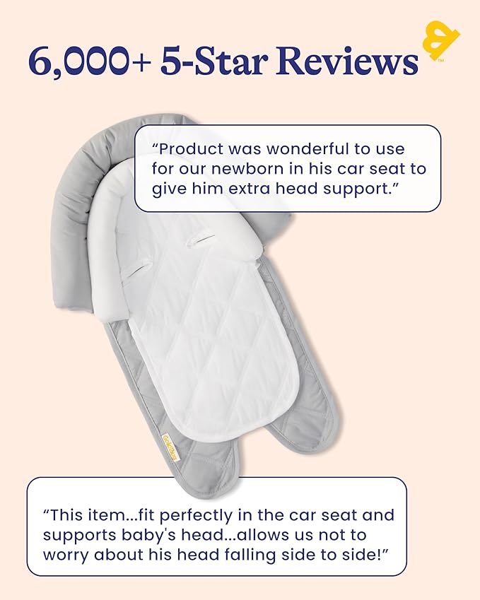 GoldBug Baby & Toddler 2-in-1 Car Seat Head Support - Grey