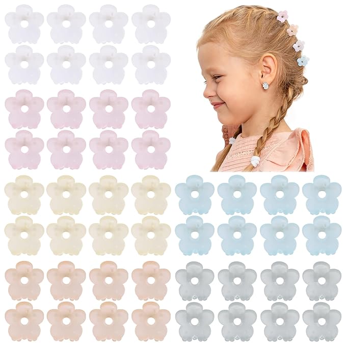 48Pcs Small Hair Claw Clips, Mini Hair Clips No-Slip Grip Jaw Clips Mix Colored Flower Hair Accessories for Women Girls