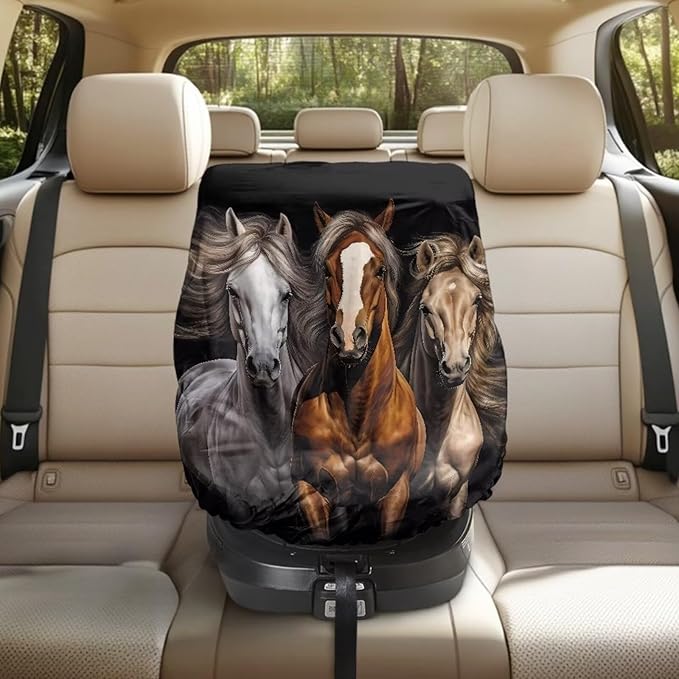Car Seat Cover Baby Car Seat Sun Shade Cover, Easy to Install and Clean, Stretch Carseat Covers Replacement Heat Protector Horse Print Car Seat Accessories