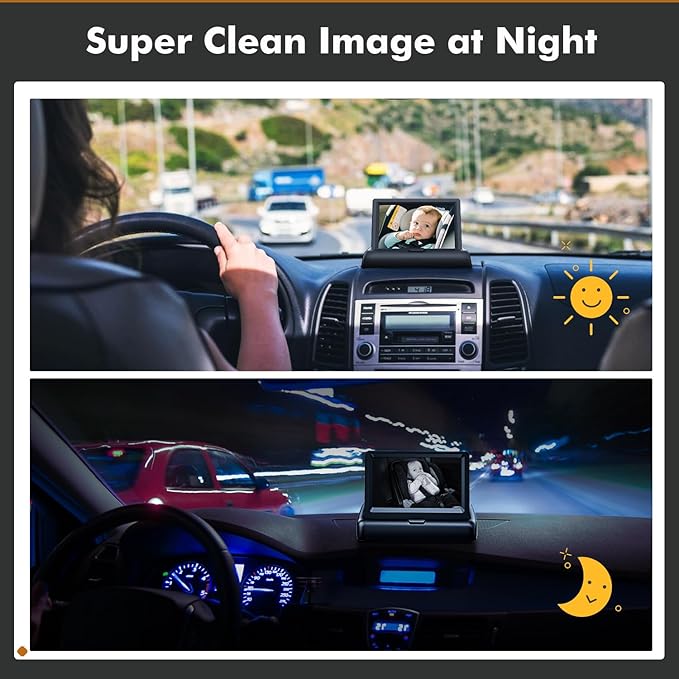 Itomoro 1080P HD Baby Car Camera with Unique Adjustable Mount, Rear-Facing Infant Monitor - 4.3'' Night Vision Anti-Glare Display, 150° Wide-Angle Lens, Easy Install & 360° Rotation for Safety
