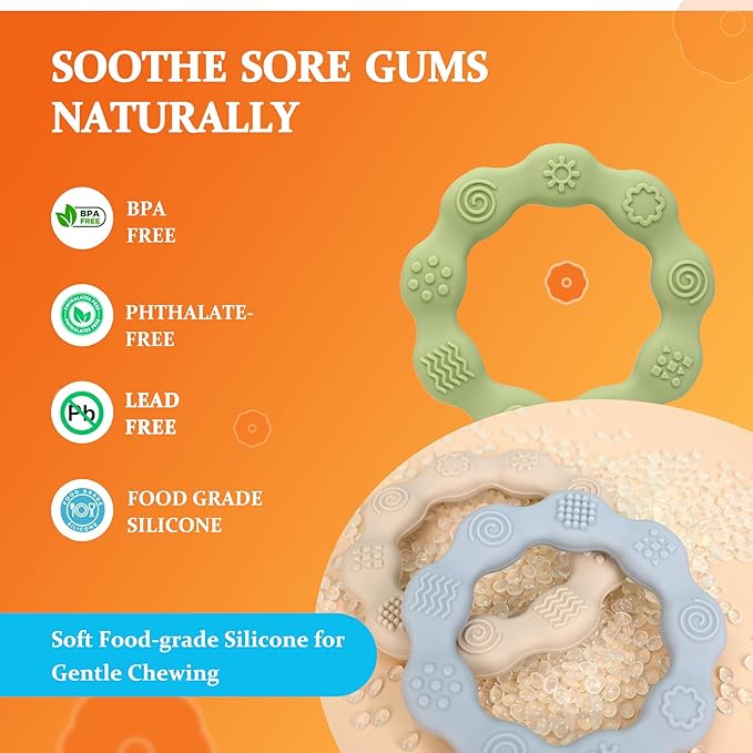 Easter Baby Teething Toys Baby Essentials & Infant Toys Silicone Teether for Babies 0 3 6Months Baby Chew Toys Newborn Learning Developmental Teether Relief Toys with 3pack Baby Toys Gifts Box