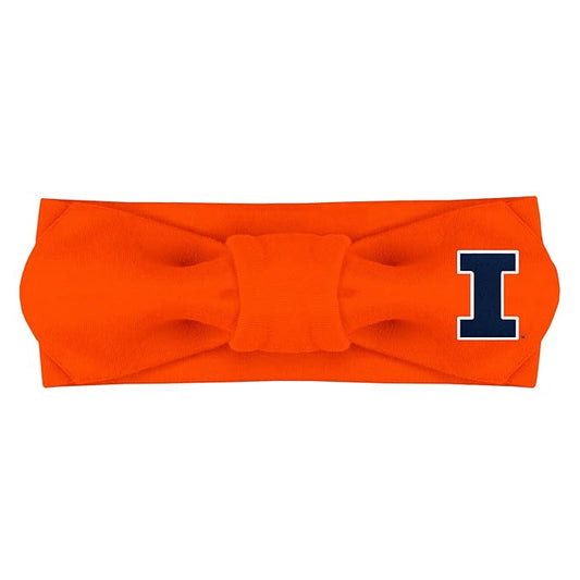Creative Knitwear Illinois Fighting Illini Infant Girls Orange Solid Hair Knot Headband Embroidered Logo - Size Newborn - 4T