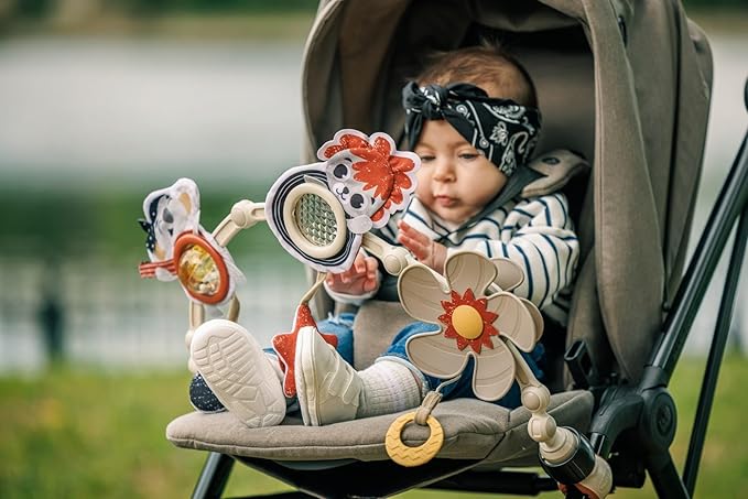 Tiny Love Sunny Stroll Activity Arch with Rattles, 0m+, Adjustable Clips Suitable for Most Prams or Strollers, Tiny Rockers