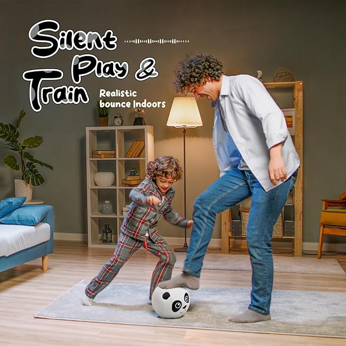 VangeBow Silent Indoor Soccer Balls for Toddlers 1-3, Inflatable Soft Plush Baby Toddler Soccer Ball Toys Gifts for 1 2 3 4 5 Year Old Boy Girl First Birthday Gift (Panda, Pump Include)