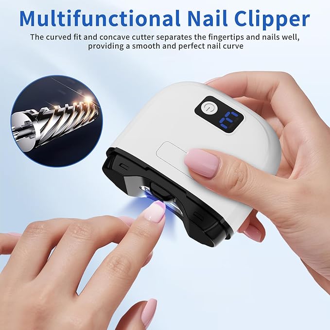 Electric Nail Clippers for Seniors,3 Speed Gears Adjustable with LED Light,Electric Toenail Clippers for Seniors,Nail Clip Storage,Safety Fingernail Trimmer for Baby,Kids,Seniors