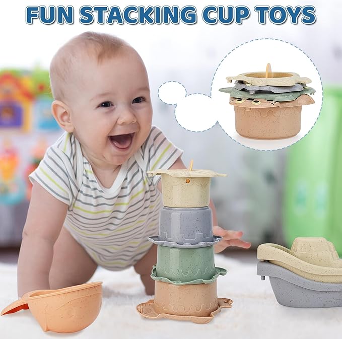 Bath Toys for Kids Ages 1-3 & Toddlers 2-4 - Infant/Baby Set for 6-12M - Bathtub Toys Set for Boys/Girls - Birthday