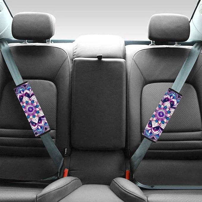 Hippie Lotus Seat Belt Cover Seatbelt Shoulder Pad Soft Comfort Seat Belt Shoulder Strap Cover Seat Belt Cushion for Kids Soft Auto Seat Belt Cover Seatbelt Shoulder Pad Cushions