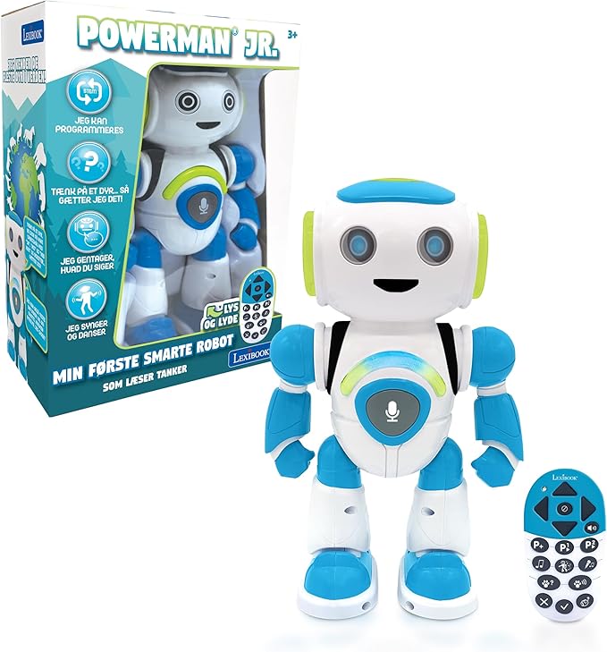 Lexibook Lexibook-ROB20IT Powerman Jr. Intelligent Interactive Robot for Reading in the Mind Toy for Kids Dancing Music, Blue, Color