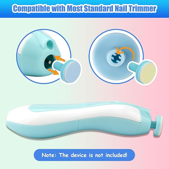 12 Pieces Baby Nail File Pads Nail Trimmer Replacement Pads Electric Baby Nail Grinding Heads for Standard Electric Kid Nail Trimmer Suits to Newborn Infant Toddler (4-11, Over 12 Months)