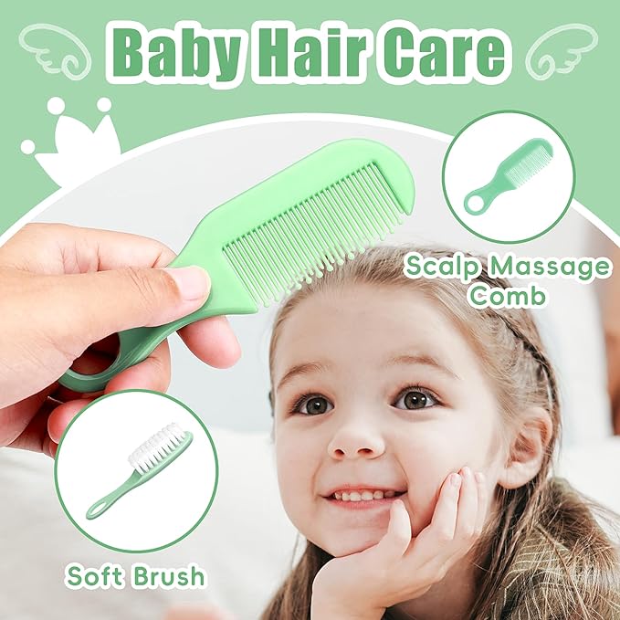 Qunlions life Baby Grooming Kit for Boys Girls Safety Newborn Nursery Essentials Grooming Set Gift for First-time Parents, Green 18 in 1