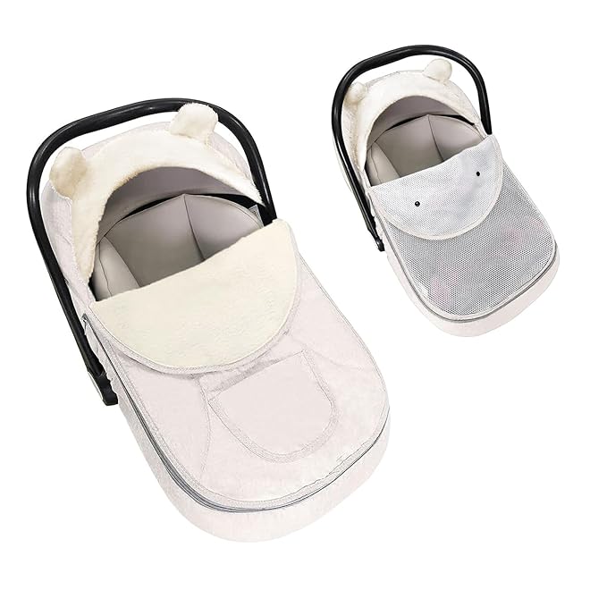 Baby Car Seat Cover,Winter Car Seat Cover for Babies,2 in 1Universal Infant Car Seat Cover for Boys & Girls-Keeps Babies Warm and Cozy,Zipped Baby Carseat Cover Fit for All Season