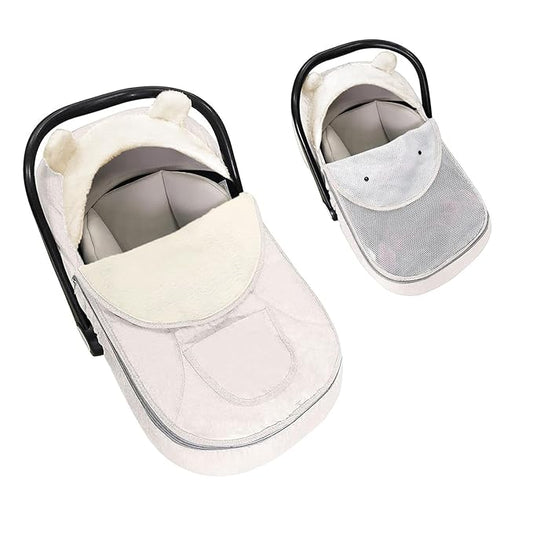 Baby Car Seat Cover,Winter Car Seat Cover for Babies,2 in 1Universal Infant Car Seat Cover for Boys & Girls-Keeps Babies Warm and Cozy,Zipped Baby Carseat Cover Fit for All Season