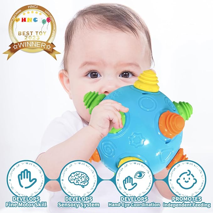 Bumble Ball for Babies,Crawling Sensory Toys for Toddlers,Baby Music Shake Preschool,Dancing Interactive Sounds Infants Toy,Bouncing Learning Ball,Ideal Gift for Boys Girls(Blue)