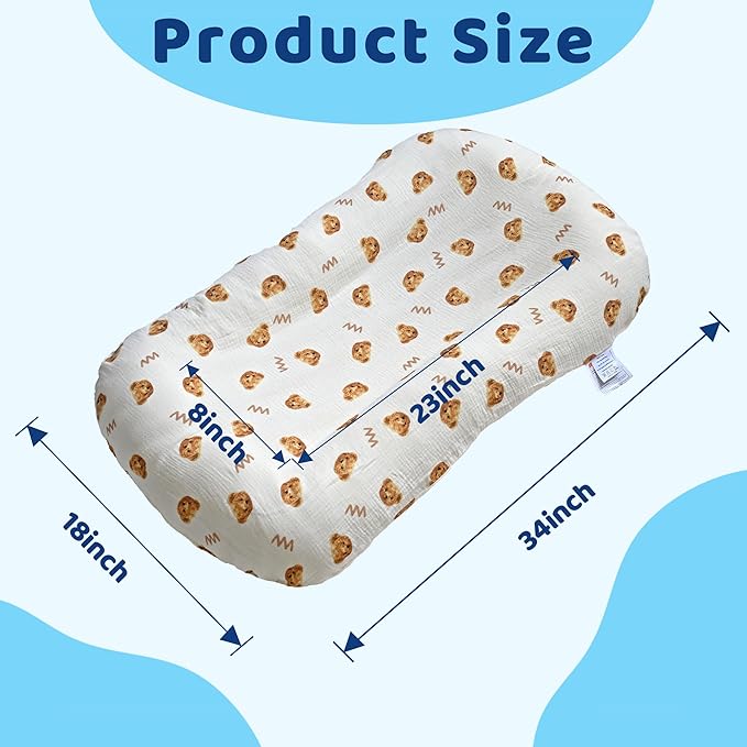 Baby Lounger, Newborn Lounger with Breathable & Soft Cover for Floor, Couch & Travel, 0-24 Months Newborn Babies Essentials Gifts. (1 Cover Included)