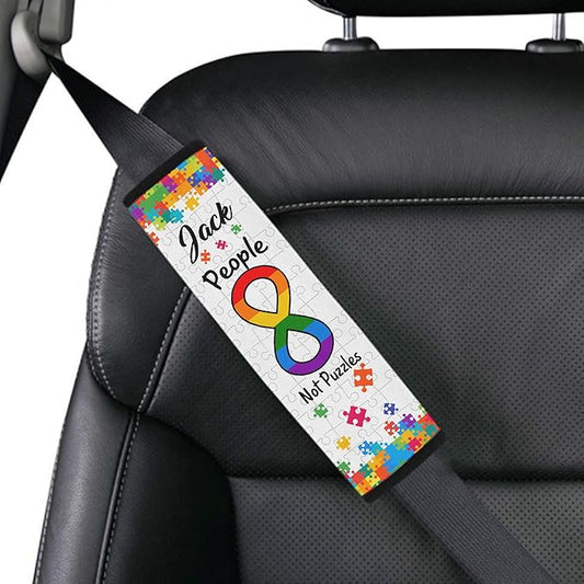 People Not Puzzles Autism Awareness Seat Belt Cover for Kid Family Special Need Autistic Medical Alert Car Cushion Cover Support Autism Gift Personalized Name 36