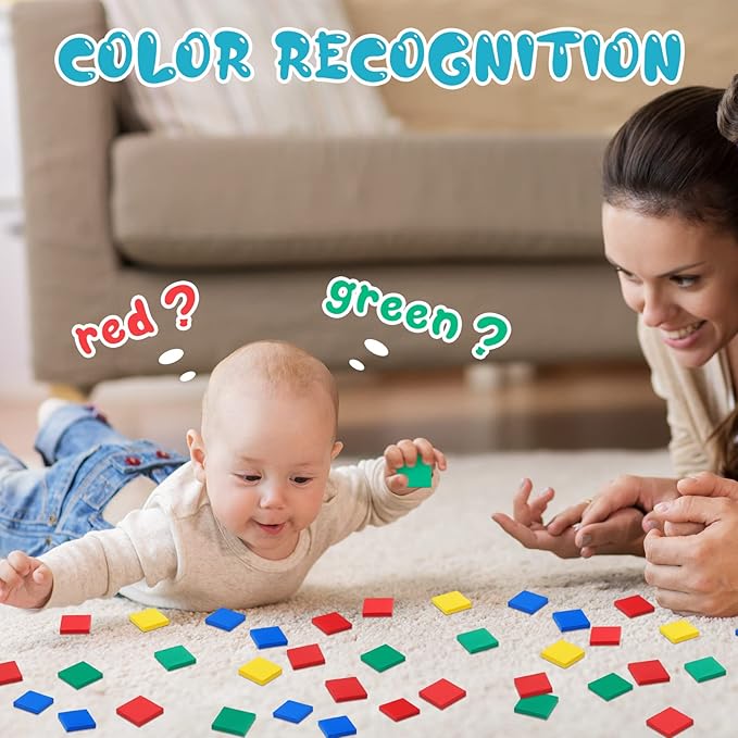 Jexine 800 Pcs Foam Square Counters Color Tiles Square Color Sorting Tiles Math Counters Manipulatives, Sorting Toy, Counting, Learning, Classroom Crafts, Bingo for Kids with Storage Box
