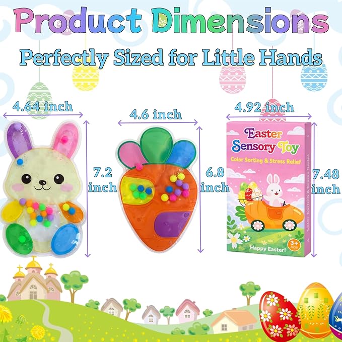 2 Pack Easter Color Sorting Sensory Toys for Toddler Easter Basket Stuffers, Fine Motor Travel Essential Montessori Autism Fidget Toys for Kid 3 4 5 Years