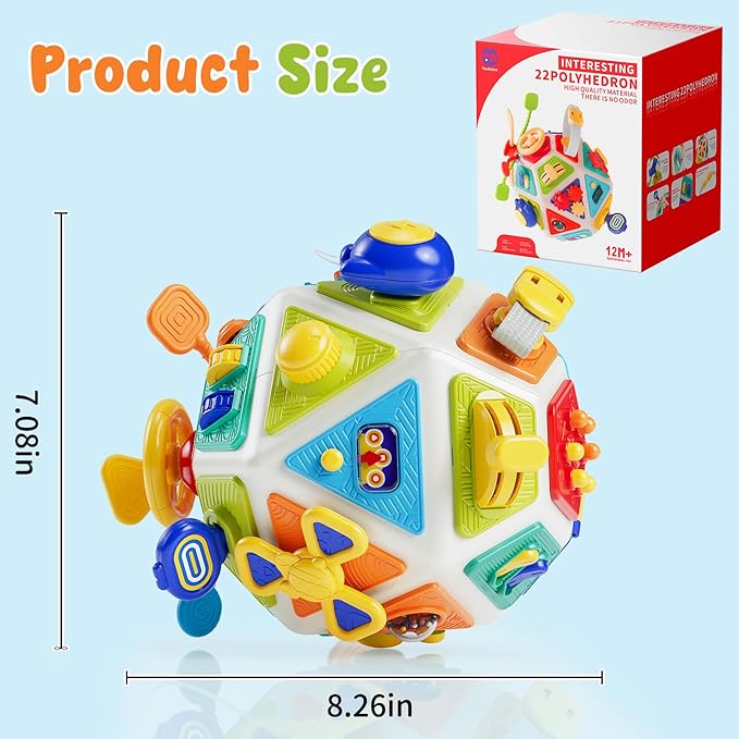 22-in-1 Baby Busy Board Activity Cube Toys, Montessori Toy for 1 Year Old Toddlers, Educational Learning Sensory Travel Toys for Infant 6-12 12-18 Months, 1st Baby Birthday Gifts for Boys Girls
