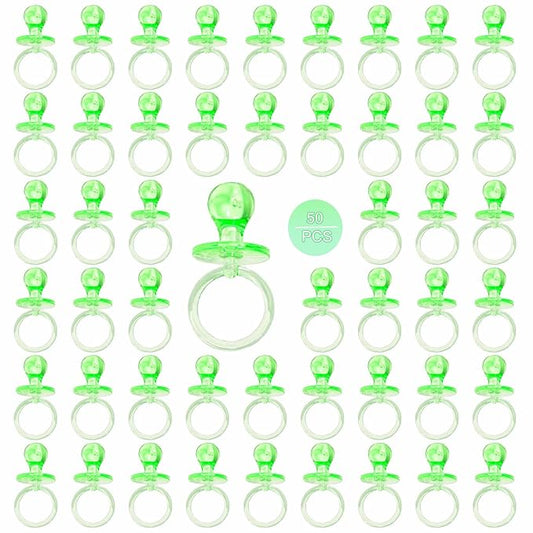 50 Pieces 2.75 Inch Baby Pacifier Baby Shower Plastic Pacifier for Baby Shower Pacifier, Baby Shower Gender Show Party Decoration DIY Birthday Party Gift (Green)