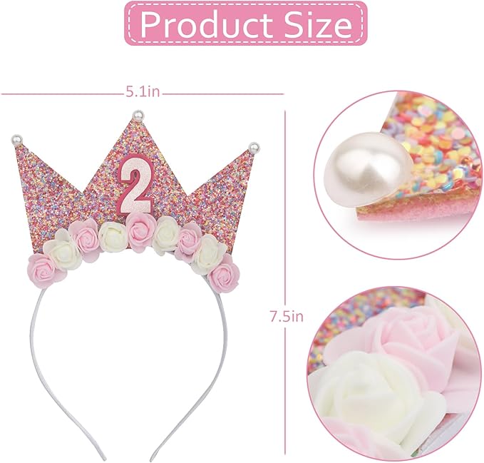 Boy Girl Birthday Crown, Prince Princess Birthday Hat Headband Tiara Crown Cake Photo Prop Party Decorations