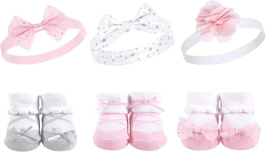 Hudson Baby Girl's Headband and Socks Giftset