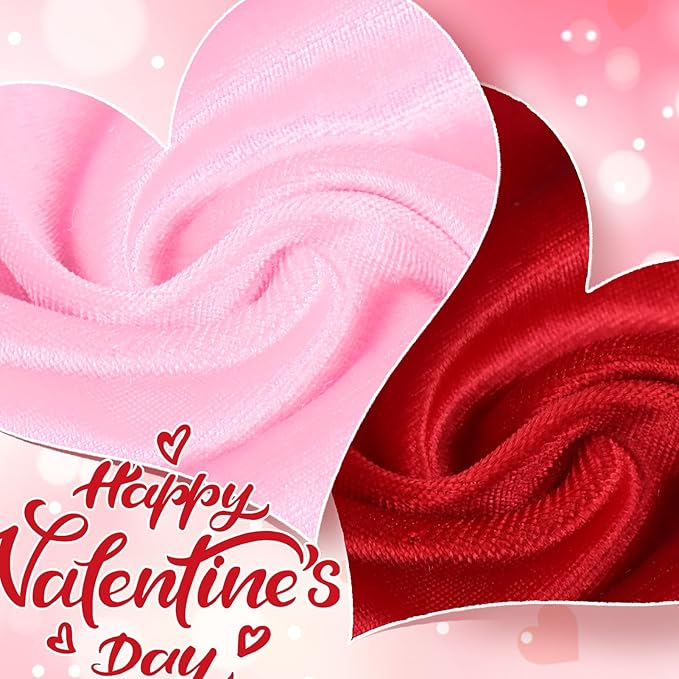 YanJie HAIRBAND 2.5 Count - Nylon, Velvet - Hair Styling, Securing Hair - For Baby Girls - Valentine's Day - Handmade, Soft, Stretchy, Red Pink - 1 Piece/Set