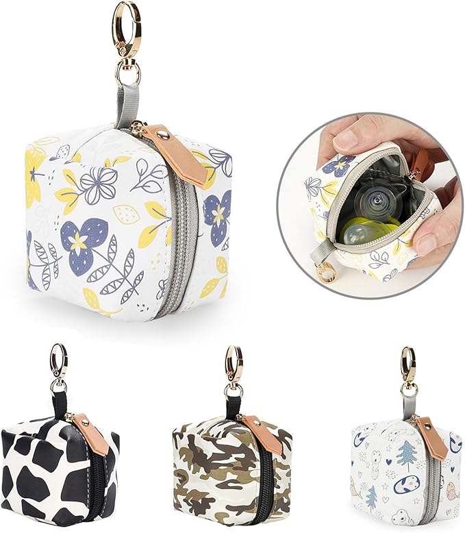 Waterproof Pacifier Case Key-Pod Holder PU Pacifier Holder Bag Pacifier Bag Pacifier Storage Container Holds 2 Pacifiers Pacifier Holder Case Waterproof Pacifier Case With Clip Pacifier Holder Bag