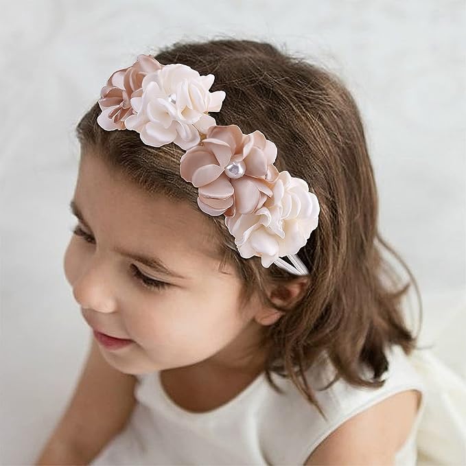 Flower Headband for Baby Girl Elastic Baby Floral Headbands Crown Hairbands Hair Accessories for Newborn Infant Toddlers Kids 3pcs/set