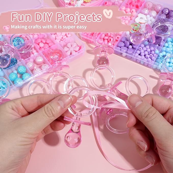 36 Pieces Acrylic Pacifiers for Baby Shower Games Girl, 2.5'' Baby Shower Pacifiers, Bulk Pacifier for Hunt Games, Gender Reveal Table Scatter, Party Favors Decoration(Pink)