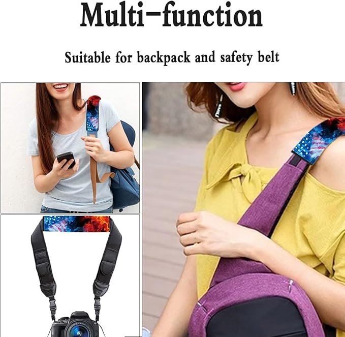 AFPANQZ 2 Pack Car Seat Belt Pad Cover American Flag Fire Car Safety Seatbelt Pad Cushion Adjustable Comfortable Driving Schoolbag Straps Pads