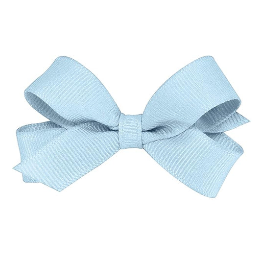Wee Ones Girls' Classic Grosgrain Hair Bows with Plain Wrap Center, No-Slip Hair Clip, Handmade, Millennium Blue, Tiny